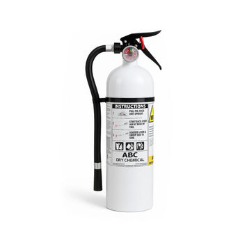 5 lb. Dry Chemical Fire Extinguisher safe for MRI rooms, featuring non-ferrous materials and MR Conditional Rating of 3 Tesla or less, suitable for Class A, B, and C fires.