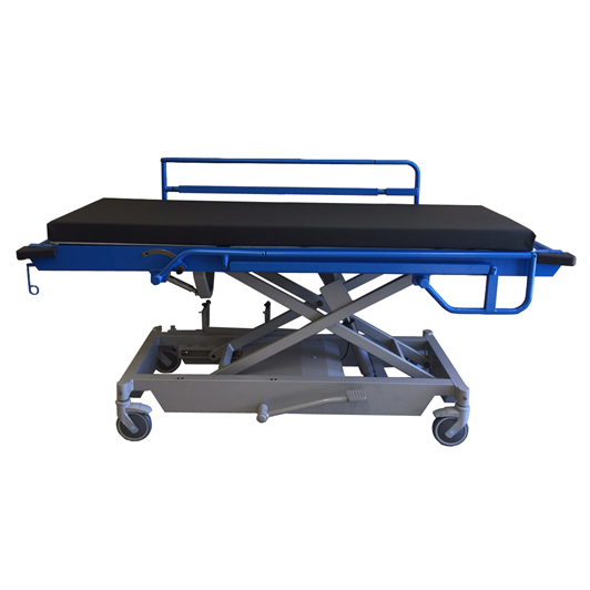 MRI Stretcher, Hydraulic Adjustable Height, Headrest and Side Rails