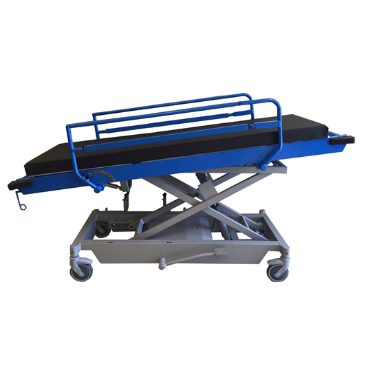 MRI Stretcher, Hydraulic Adjustable Height, Headrest and Side Rails