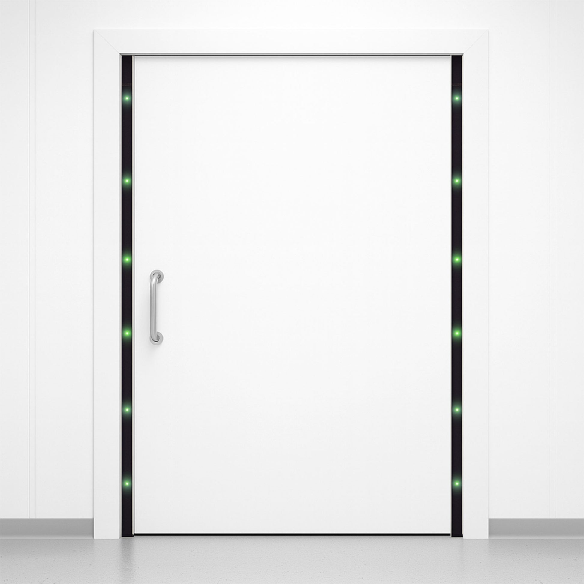 White MRI door with FerrAlert Halo II Plus ferromagnetic detector for advanced MRI safety and Zone IV protection.