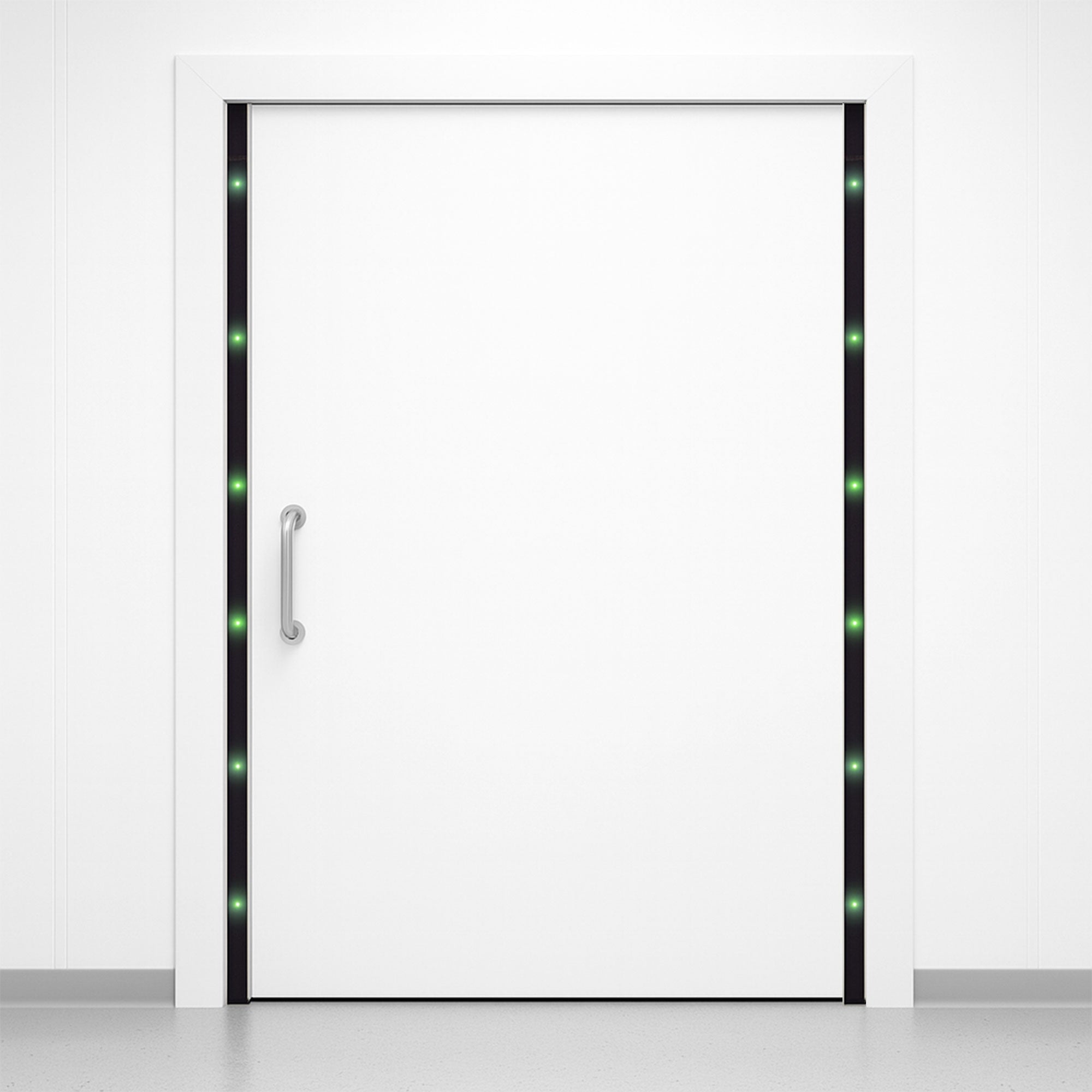 White MRI door with FerrAlert Halo II Plus ferromagnetic detector for advanced MRI safety and Zone IV protection.