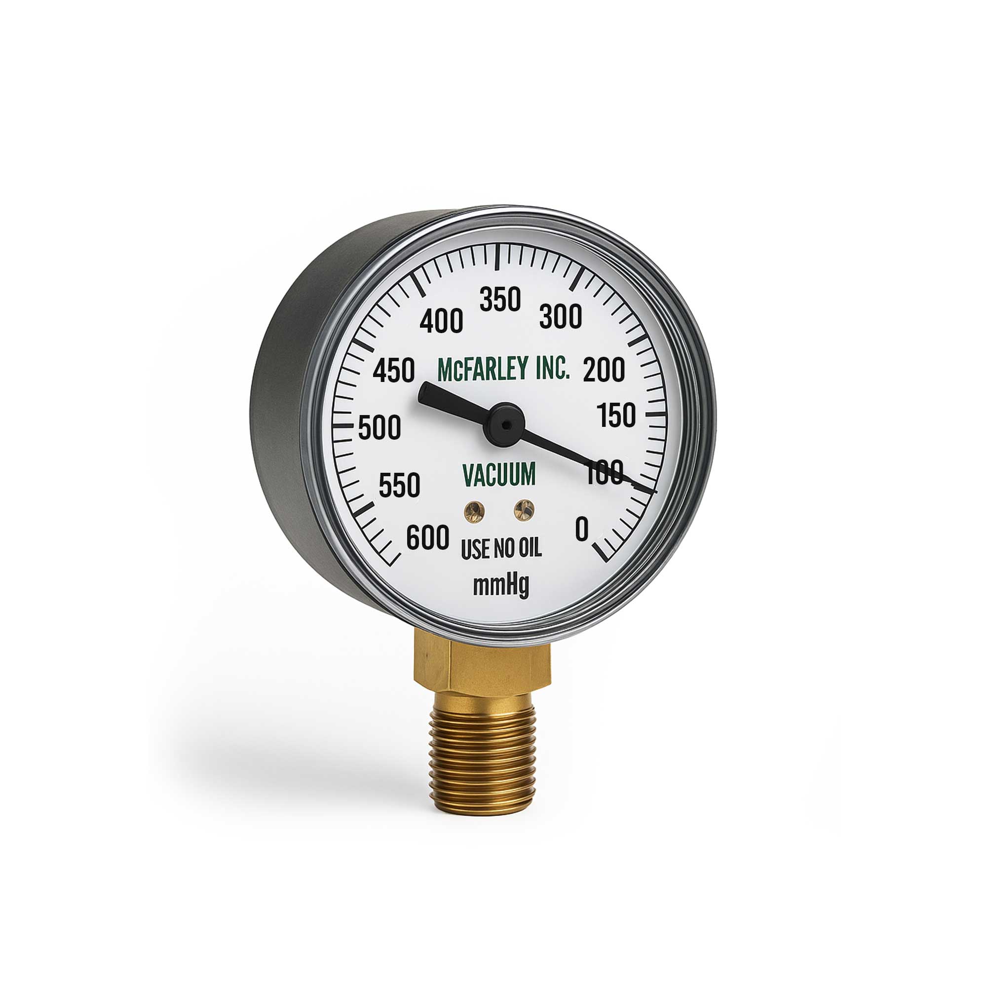 High-flow replacement gauge for DU-O-VAC systems, measuring pressure from 0 to 600 mmHg with durable construction for reliable performance.