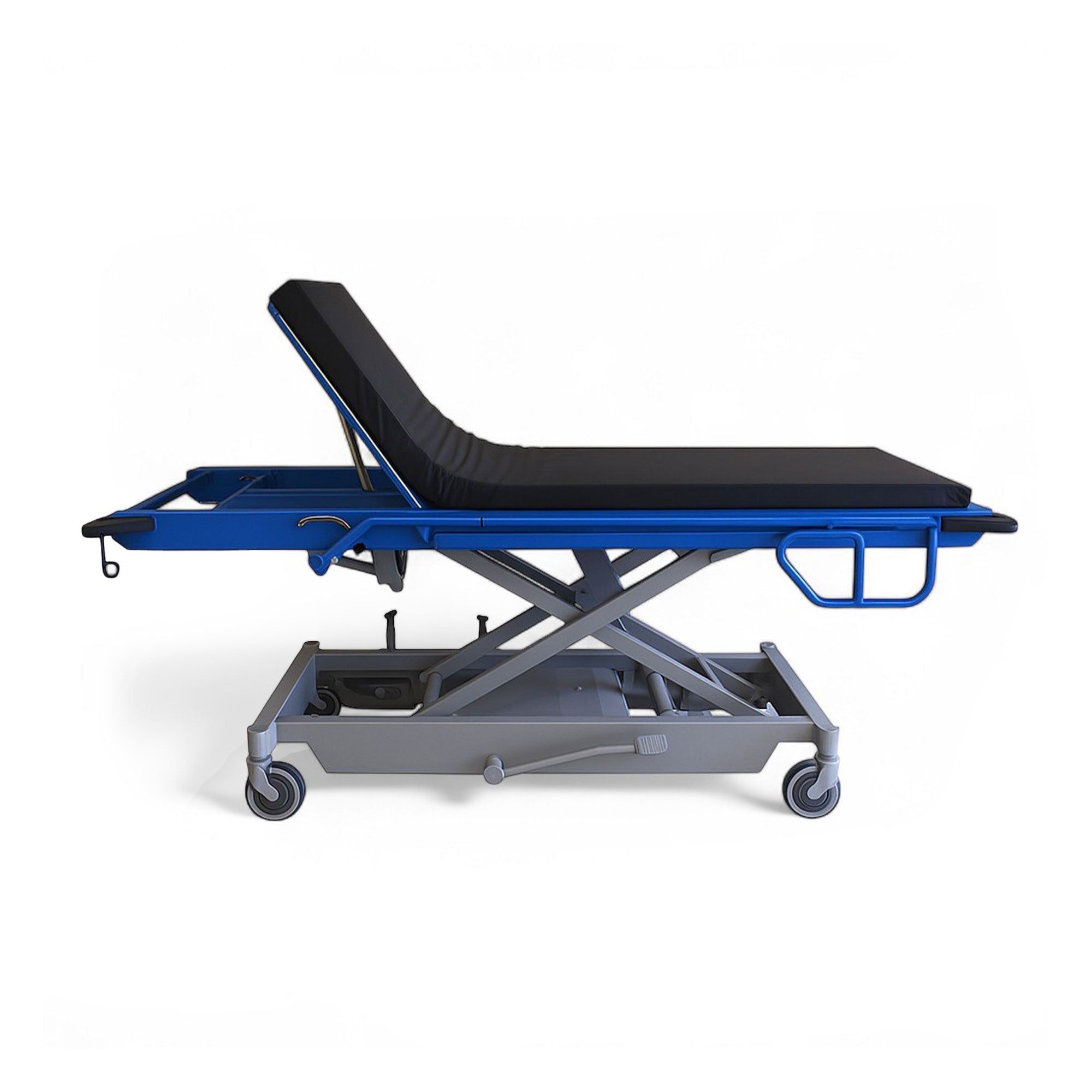 MRI Stretcher, Hydraulic Adjustable Height, Headrest and Side Rails