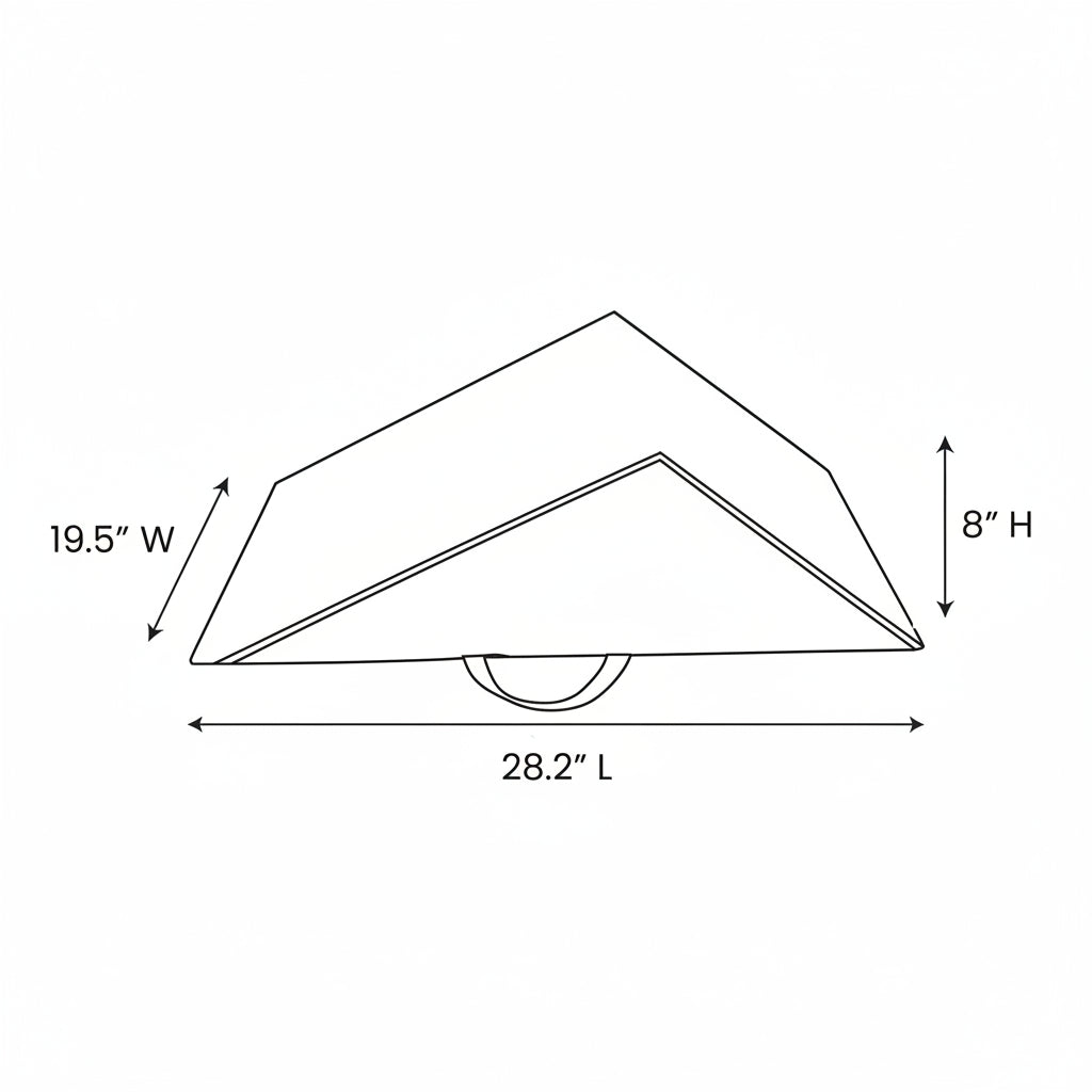 Line drawing showing the size dimensions of the MRI Knee wedge product
