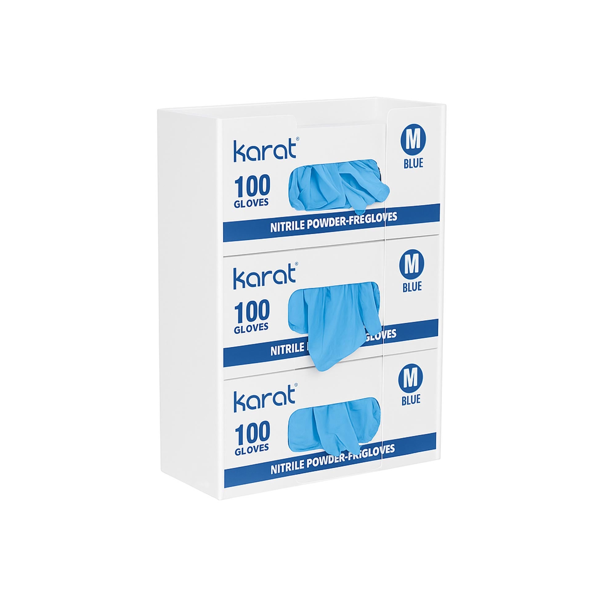 MRI White Triple Glove Box Holder with Clear Front – Durable, MR Safe, and Convenient for Medical and MRI Rooms.