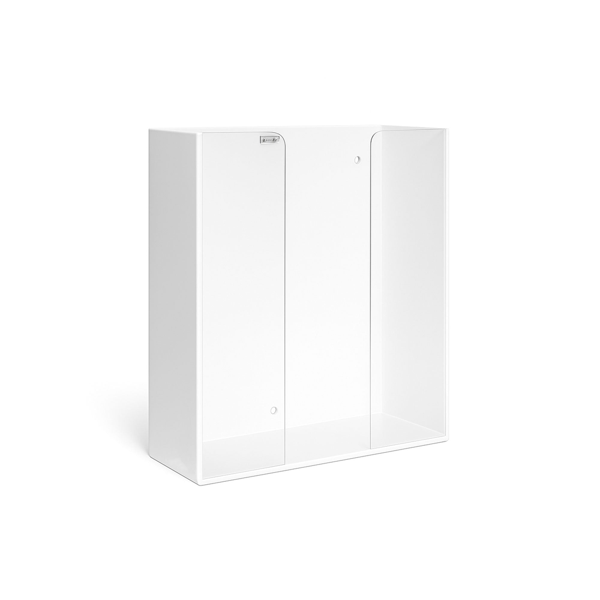 MRI White Triple Glove Box Holder with Clear Acrylic Front for Medical and MRI Rooms – Durable, MR Safe, and Convenient Glove Storage.