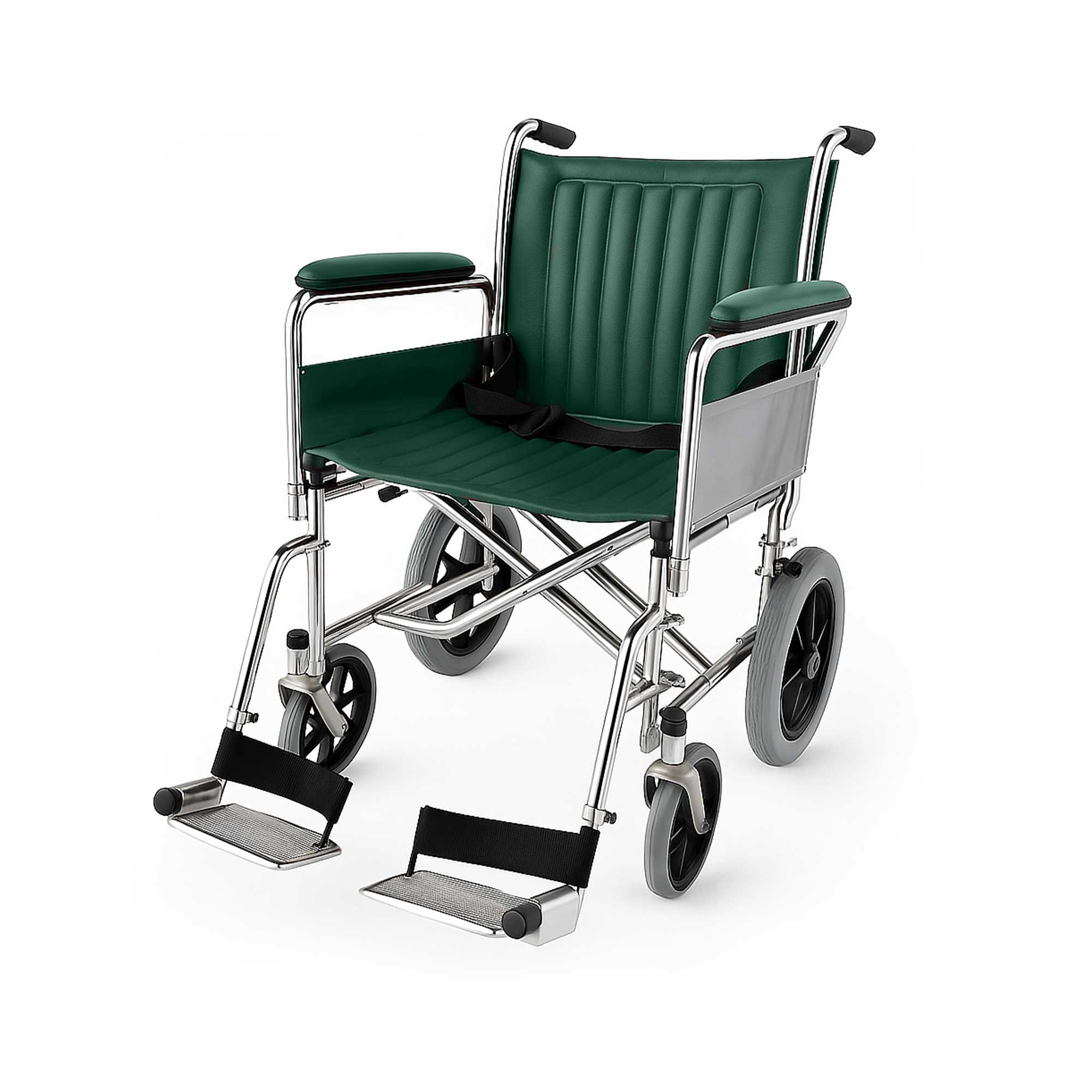 MRI Non-Magnetic Transport Wheelchair for Safe Use in MRI Suites, 20-Inch Seat in green color, 250 lbs Capacity, MR Conditional Up to 7-Tesla, Latex-Free