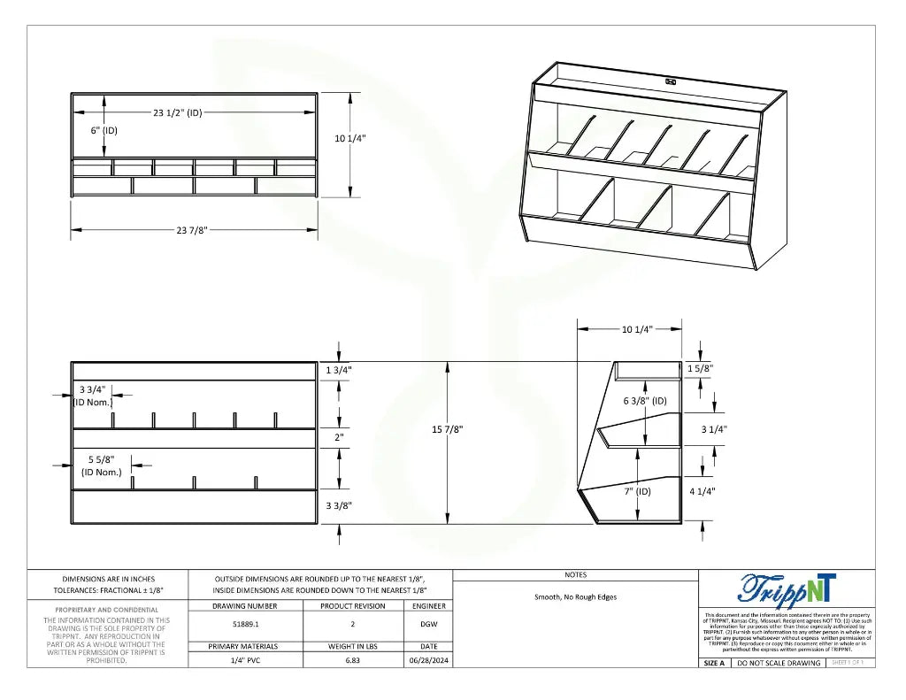 MRI Lab Storage Shelf - 3 Durable White PVC Shelves, 10 Compartments, MRI Safe, Perfect for Organizing Supplies and Equipment.