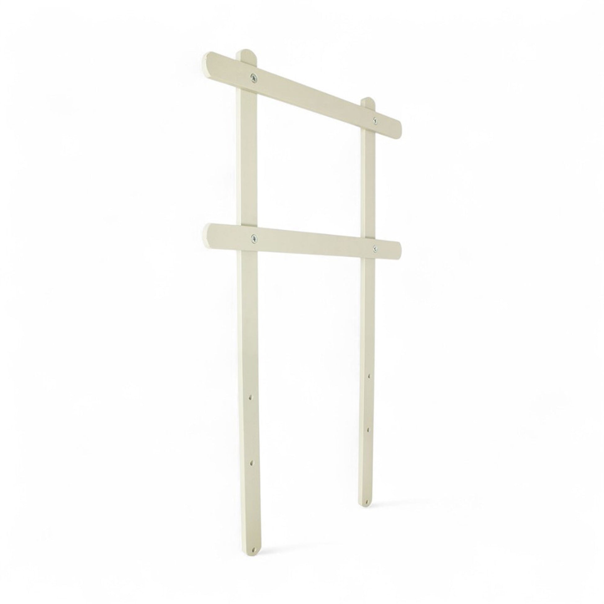 Harloff Raised Back Rail Accessory for a narrow MRI-Safe cart, featuring two horizontal bars for attaching accessories like tilt bins, label dispensers, or waste containers. Made from aluminum for MRI safety, designed to optimize storage and efficiency in MRI suites.