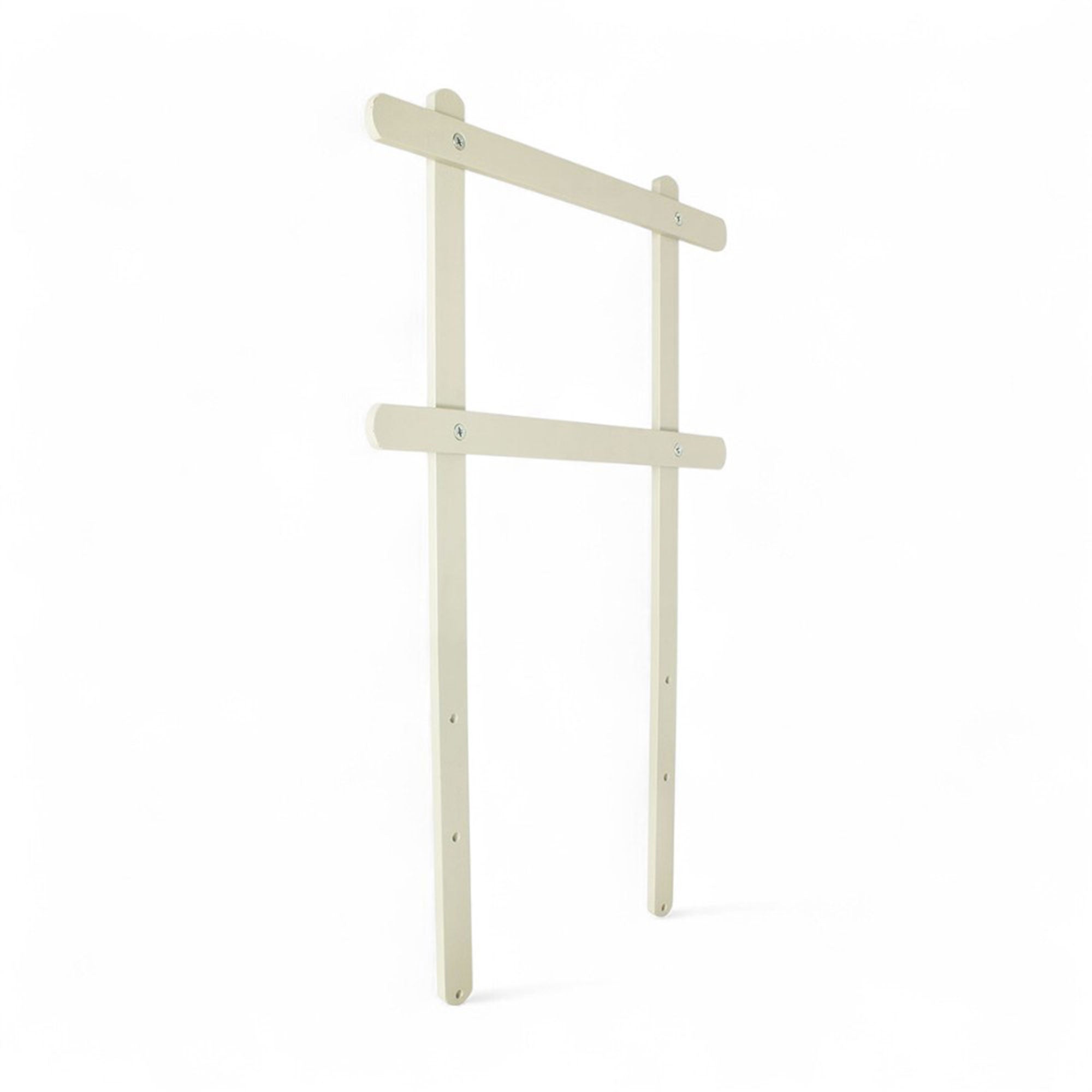 Harloff Raised Back Rail Accessory for a narrow MRI-Safe cart, featuring two horizontal bars for attaching accessories like tilt bins, label dispensers, or waste containers. Made from aluminum for MRI safety, designed to optimize storage and efficiency in MRI suites.