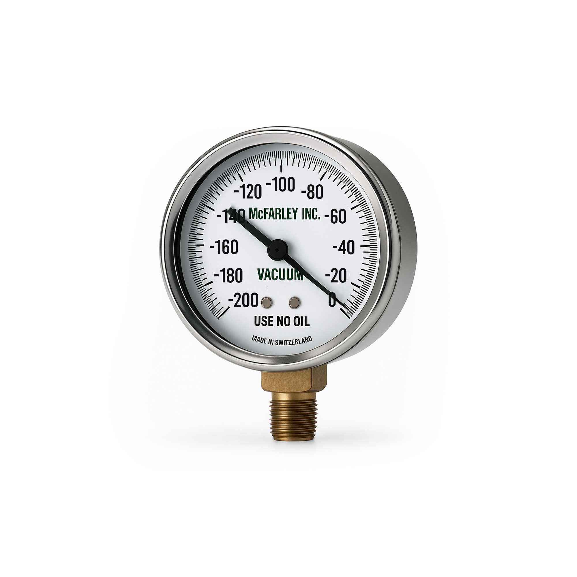 Low flow replacement gauge for DU-O-VAC systems with 0-200 mmHg range, durable and precision-engineered for accurate measurements.