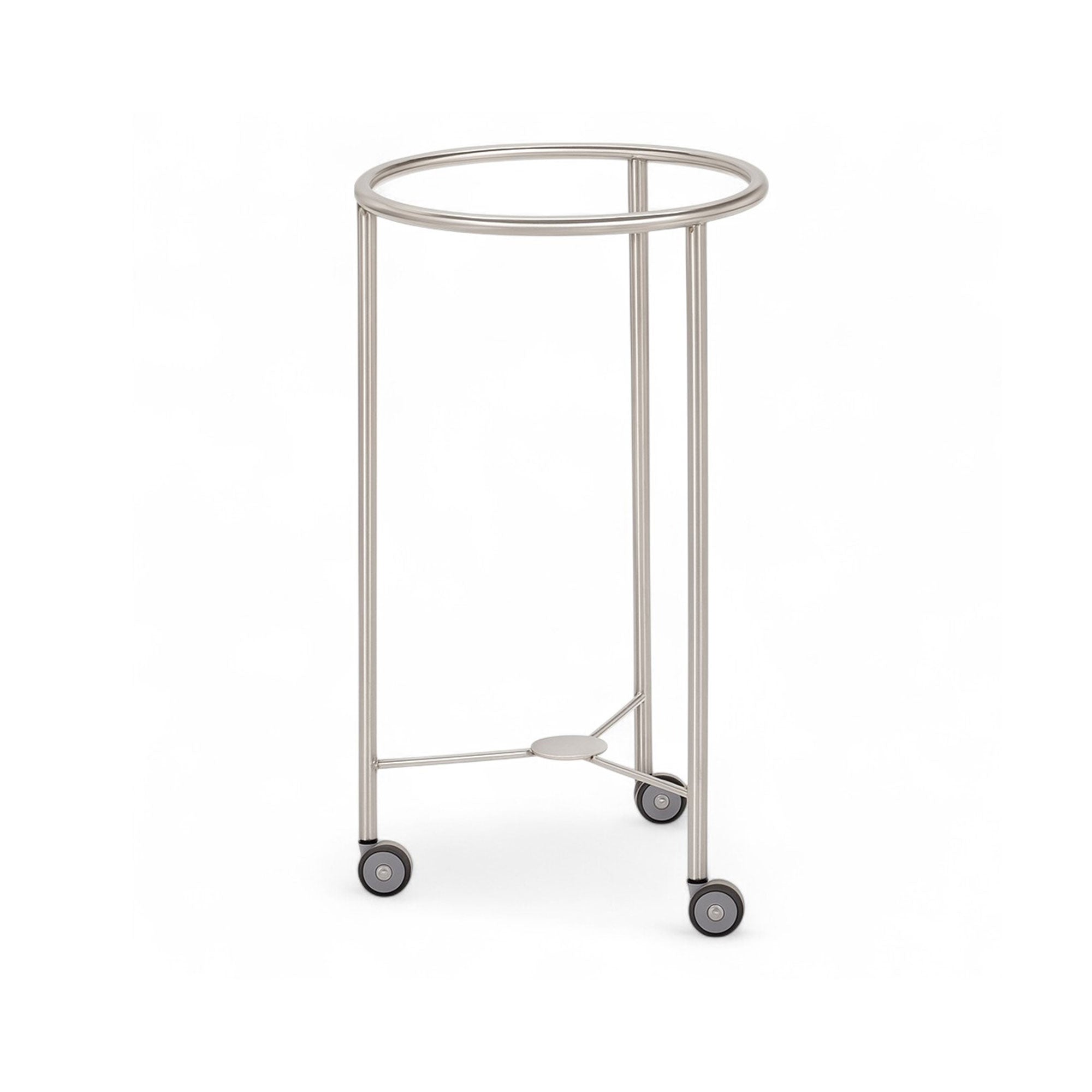 MR Conditional 18" Stainless Steel Hamper with casters, designed for safe and durable use in MRI facilities, featuring a compact frame compatible with 18” nylon bags.