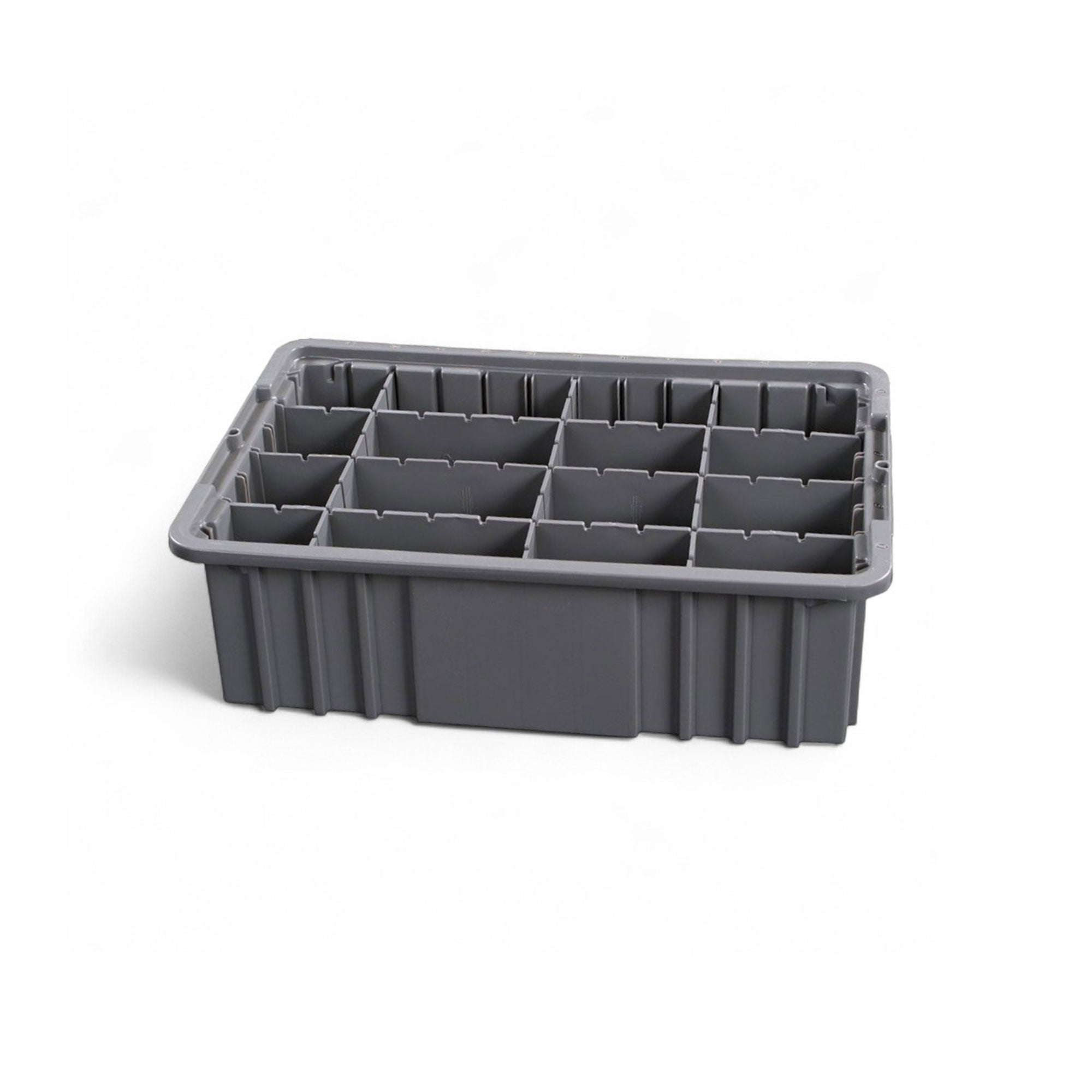 Medical cart drawer exchange tray with adjustable dividers for organizing medical supplies in Harloff M-Series and A-Series carts.