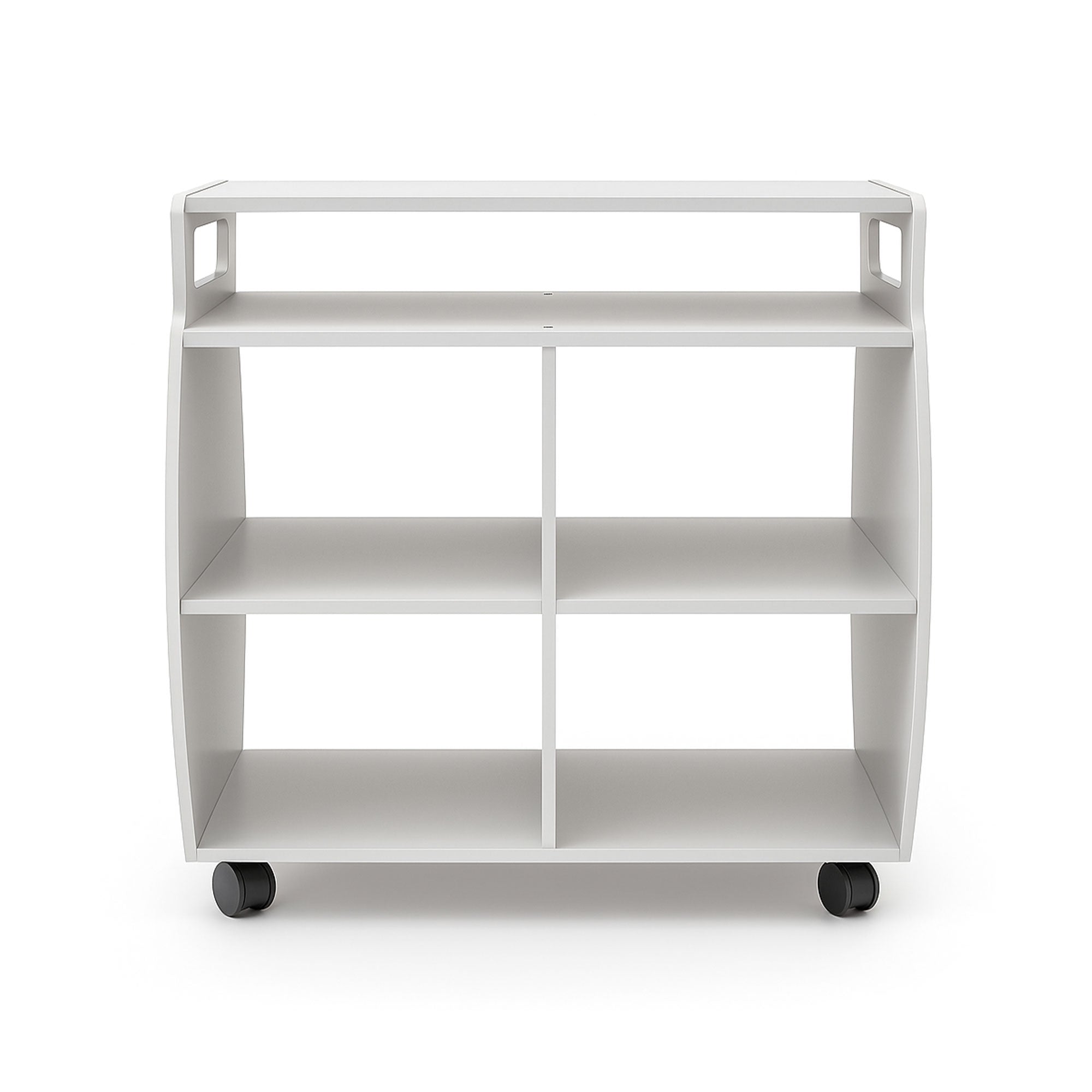 MRI Coil Cart with durable, MR-conditional design, holds 6+ coils and includes lockable casters for easy use. Compatible up to 3 Tesla.