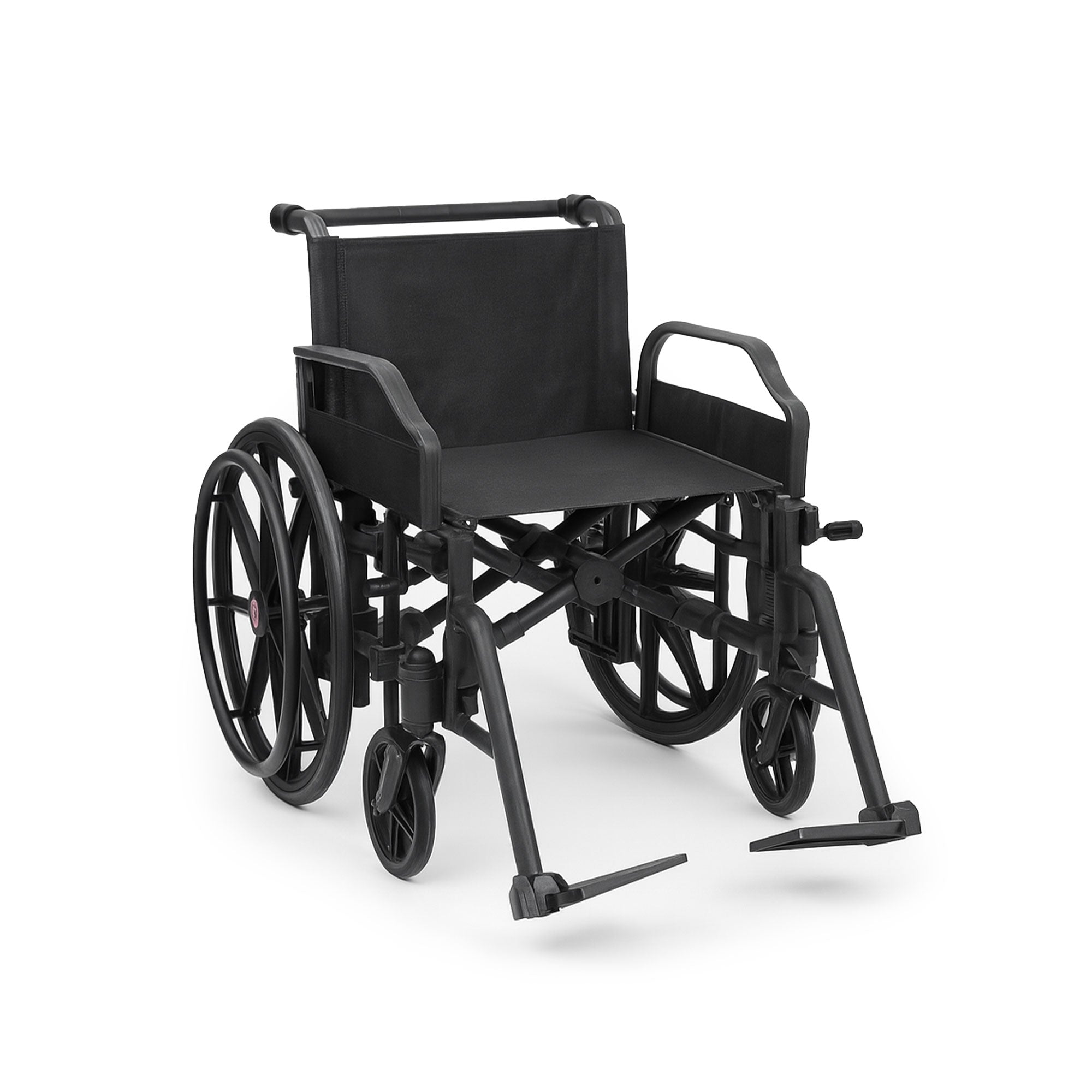 20" MRI Safe Wheelchair made of non-magnetic, lightweight, and recyclable plastic, designed for use in MRI environments. Foldable and durable with FDA 510(k), CE, and TUV certifications for safety and compliance.