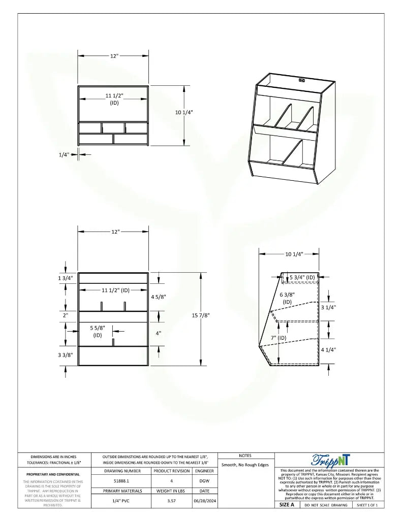 MRI Lab Storage Shelf with 5 durable white PVC bins, spacious compartments, and a top shelf for organized, MRI-compatible storage.