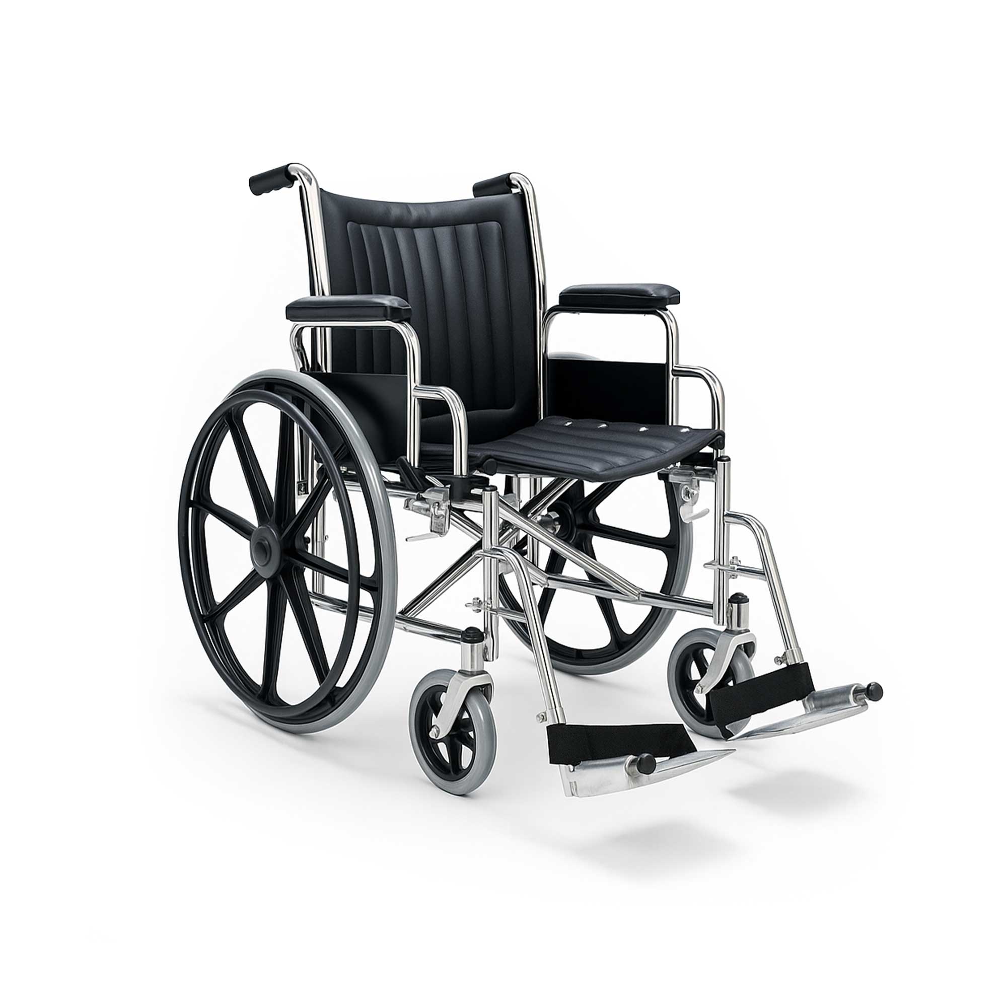 MR Conditional 20" Wheelchair with Flip-Up Arms and Removable Footrests for MRI Use - Non-magnetic, lightweight, and safe for MRI environments up to 3 Tesla. Featuring padded flip-up arms, removable footrests, durable construction, and a comfortable design for patient safety and convenience.