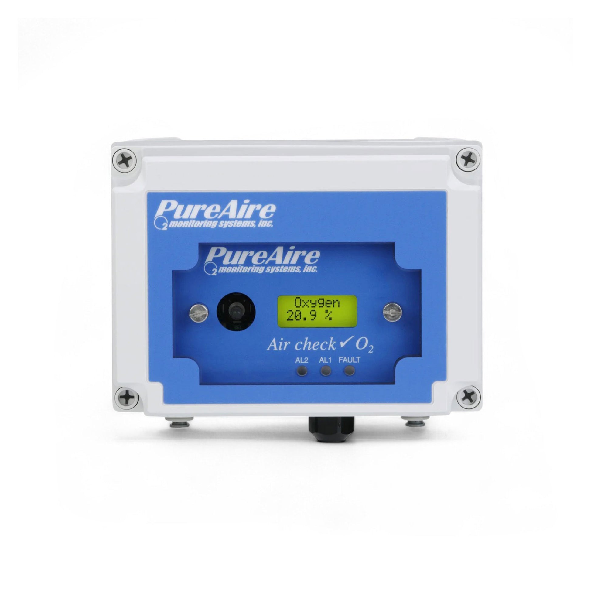 Alt text: Sample Draw Oxygen Monitor with built-in air pump for remote oxygen monitoring in confined spaces, storage areas, and hard-to-reach locations, suitable for environments using inert gases like nitrogen, helium, or argon, and designed to operate in extreme temperatures as low as -40°C with a durable zirconium oxide sensor.