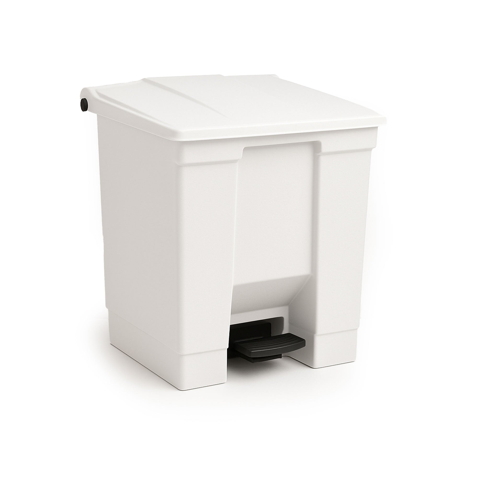White MRI-safe waste can with foot pedal, 8 12 18 gallon, non-magnetic